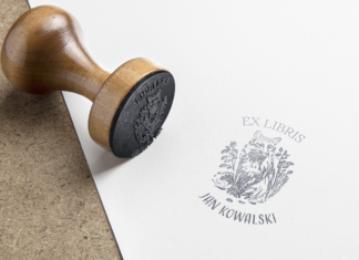 stempel drewniany ex libris